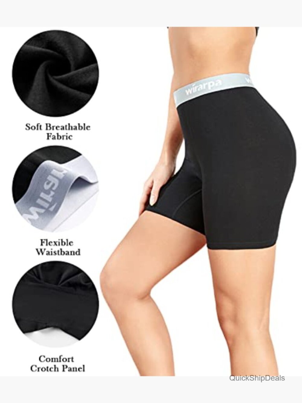 Women's Cotton Boxer Briefs Anti Chafing 5.5" Inseam 4 Pack - Picture 3 of 7
